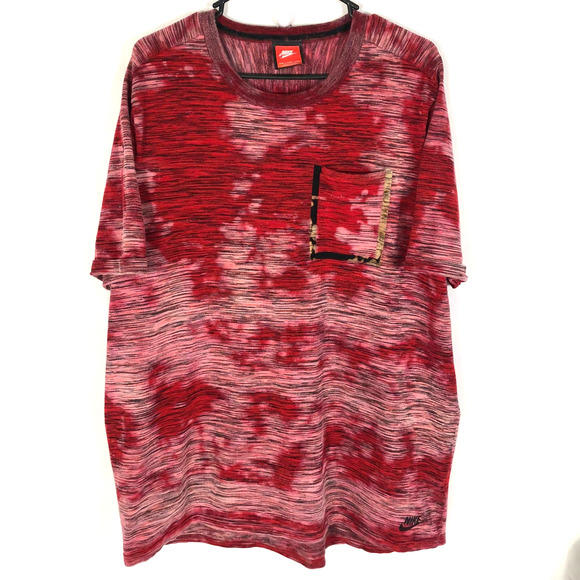 Nike Tshirt Mens XXL Red Tag Tye Dye Mesh Venting Shirt - Picture 1 of 9